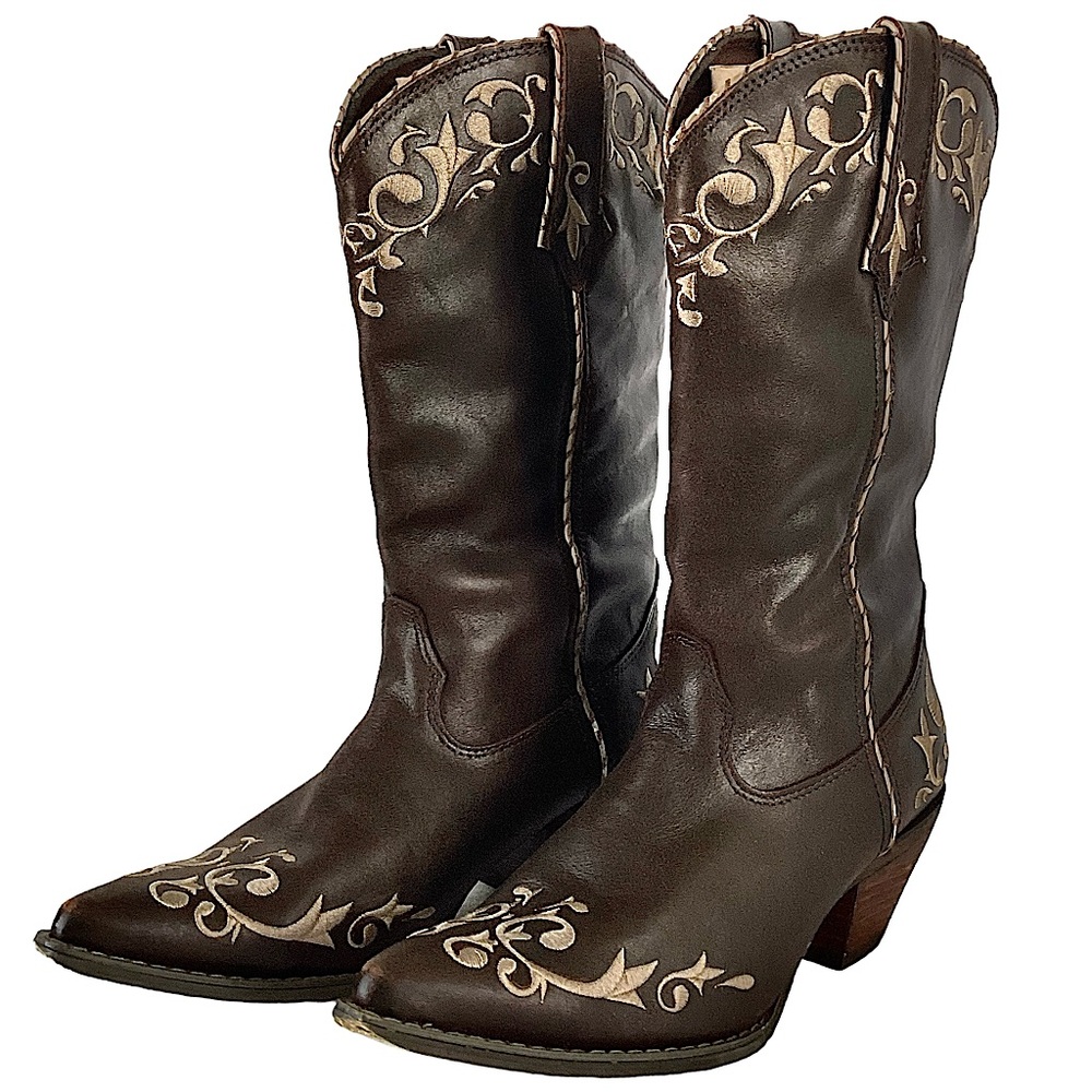 Durango Crush Scroll Chocolate Western Leather Boots Women’s Size 10